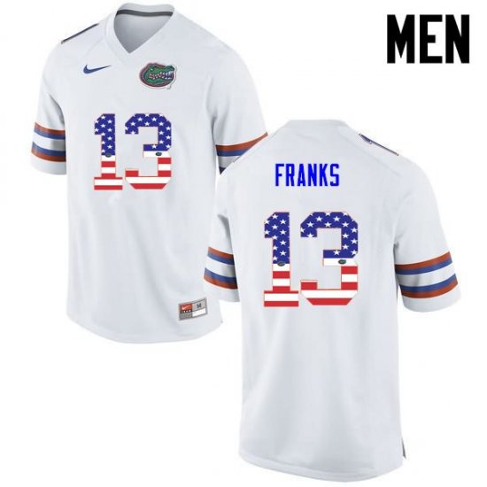 Men's Florida Gators #13 Feleipe Franks NCAA Nike White USA Flag Fashion Authentic Stitched College Football Jersey IDZ2462WX